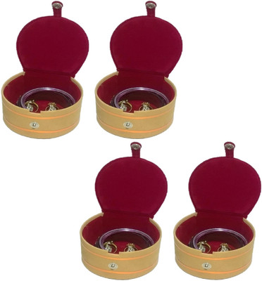 

Addyz Combo Pack Of 4 Pieces Round Bangle small Box Travel Case jewellery Vanity Box(Maroon)