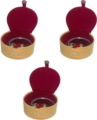 

Addyz Combo Pack Of 3 Pieces Round Bangle small Box Travel Case jewellery Vanity Box(Maroon)