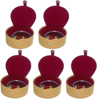 

Addyz Combo Pack Of 5 Pieces Round Bangle small Box Travel Case jewellery Vanity Box(Maroon)