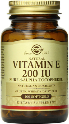 Solgar Natural Vitamin E 200 IU Pure d-Alpha Tocopherol 100 Softgels(100 No)