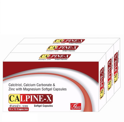 

CALPINE X Calcitriol , Zinc & Calcium Carbonate 500 mg - Blister Pack Of 90 Softgel Capsule(500 mg)