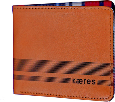 

Kaeres Men Tan Genuine Leather Wallet(6 Card Slots), Golden brown