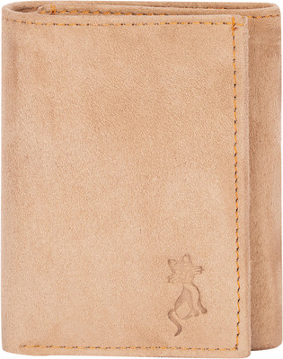 

de meow Men Beige Genuine Leather Wallet(7 Card Slots)