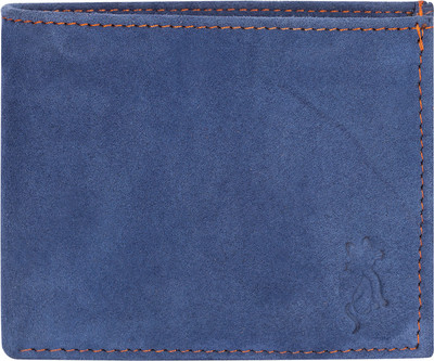 

de meow Men Blue Genuine Leather Wallet(5 Card Slots)