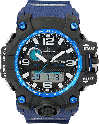 

DUNLOP DUN-285-G03 Dunlop Sports Watch Black Dial Blue Bezel Premium Blue Silicon Strap Japan Analog-Digital 100 m water resistant Men's Unisex Watch Watch - For Men