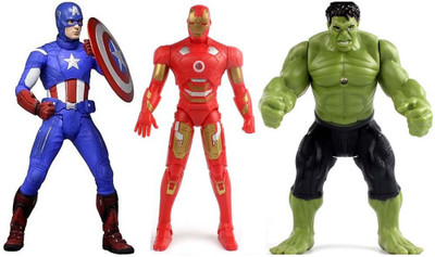 

IndusBay Avenger Action Figure Set Ironman, Captain America and Hulk Avengers Infinity war Superheros (11 inches)(Multicolor)