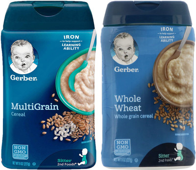 

Gerber Cereal Combo 227g (8oz) (Pack of 2) - Multigrain Cereal + Whole Wheat Cereal Cereal(454 g, Pack of 2, 6)
