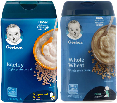 Gerber Cereal Combo 227g (8oz) (Pack of 2) - Barley Cereal + Whole Wheat Cereal Cereal(454 g, Pack of 2, 6)