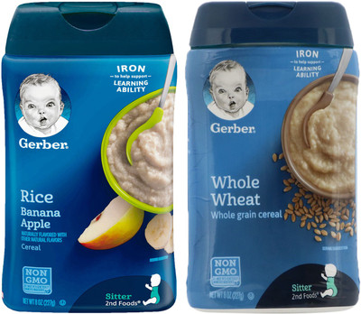 

Gerber Cereal Combo 227g (8oz) (Pack of 2) - Rice & Banana Apple + Whole Wheat Cereal Cereal(454 g, Pack of 2, 6)