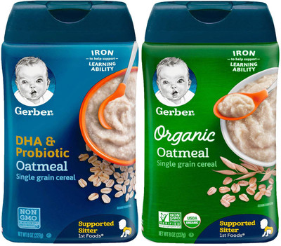 

Gerber Cereal Combo 227g (8oz) (Pack of 2) - Oatmeal DHA & Probiotic + Organic Oatmeal Cereal Cereal(454 g, Pack of 2, 6)