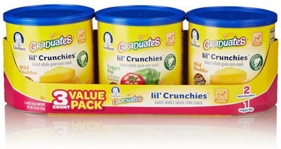 

Gerber Lil' Crunchies Combo (Pack of 3) - 2 Mild Cheddar & 1 Veggie Cereal(126 g, Pack of 3, 6)