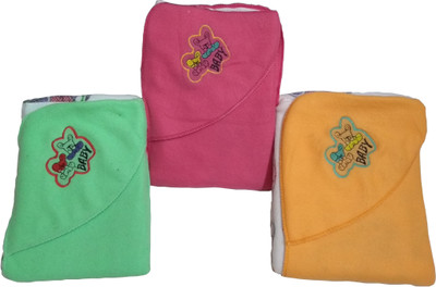 

SONAHITA Text Print, Plain  Swadding Baby Blanket(Polyester, Green, Hot Pink, Orange