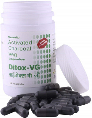 

Detox Veg Activated Charcoal Capsules – 200 mg per Capsule - Lasts Up To 90 Days (Pack of 1)(100 ml)