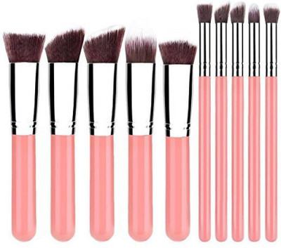 

Forever 21 Makeup Brush Set Premium Cosmetics Foundation Blending Blush Eyeliner Face Powder Brush Makeup Brush Kit (10pcs, PINK SILVER)(Pack of 10)