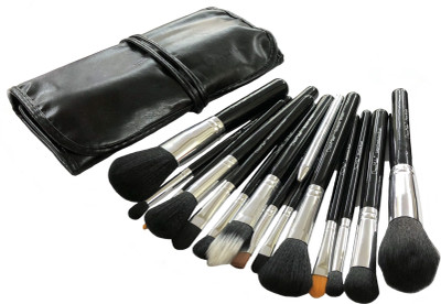 

Dream Maker 15 Piece Makeup Brush Set With Pouch Model DM-148 (Black + Silver)(Pack of 1)