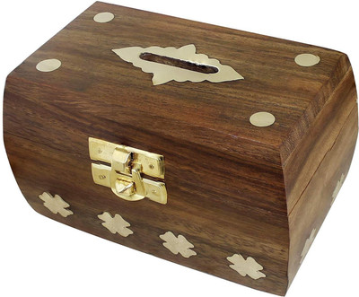 

SKAVIJ Handmade Wooden Money Bank In Rectangular Shape For Adult And Kids Coin Bank(Brown)