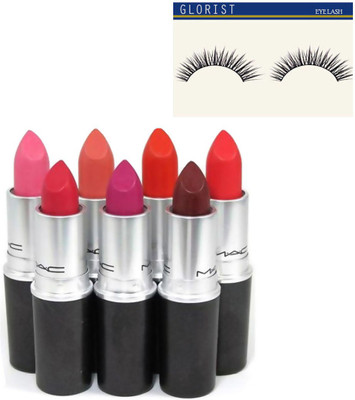 

glorist eyelash with MAC 7 in 1 Matte Lipstick Combo(Set of 8)