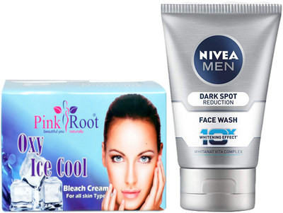 

Pink Root OXY ICE COOL BLEACH 250G WITH NIVEA DARK SPOT FACEWASH(Set of 2)