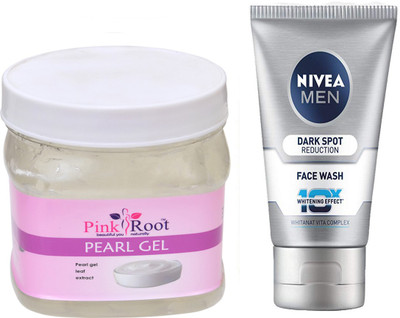 

Pink Root PEARL GEL 500G WITH NIVEA DARK SPOT FACEWASH(Set of 2)