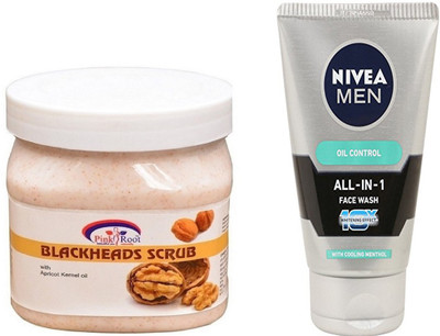 

Pink Root BLACKHEAD SCRUB 500G WITH OIL CONTROL FACEWASH(Set of 2)
