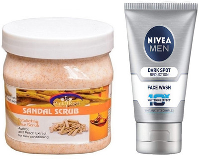 

Pink Root SANDAL SCRUB 500G WITH NIVEA DARK SPOT FACEWASH(Set of 2)