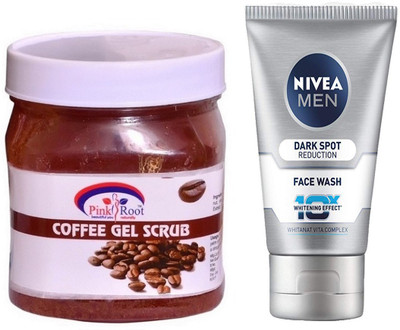 

Pink Root COFFEE GEL SCRUB 500G WITH NIVEA DARK SPOT FACEWASH(Set of 2)