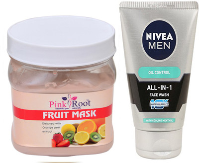 

Pink Root FRUIT MASK 500G WITH OIL CONTROL FACEWASH(Set of 2)