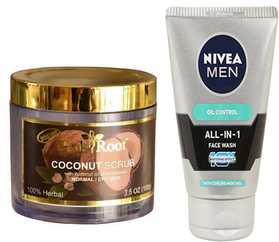 

Pink Root COCONUT SCRUB 100G WITH OIL CONTROL FACEWASH(Set of 2)