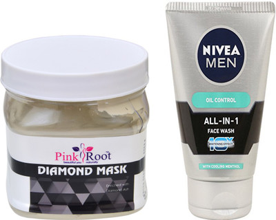 

Pink Root DIAMOND MASK 500G WITH OIL CONTROL FACEWASH(Set of 2)
