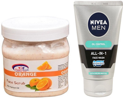 

Pink Root ORANGE SCRUB 500G WITH OIL CONTROL FACEWASH(Set of 2)