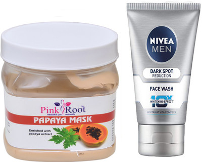

Pink Root PAPAYA MASK 500G WITH NIVEA DARK SPOT FACEWASH(Set of 2)