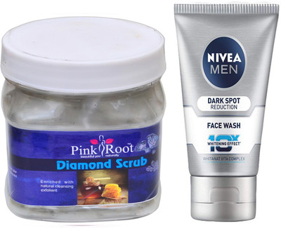 

Pink Root DIAMOND SCRUB 500G WITH NIVEA DARK SPOT FACEWASH(Set of 2)