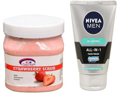 

Pink Root STRAWBERRY SCRUB 500G WITH OIL CONTROL FACEWASH(Set of 2)