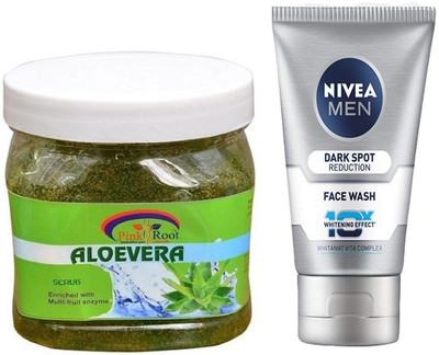 

Pink Root ALOEVERA GEL 500G WITH NIVEA DARK SPOT FACEWASH(Set of 2)
