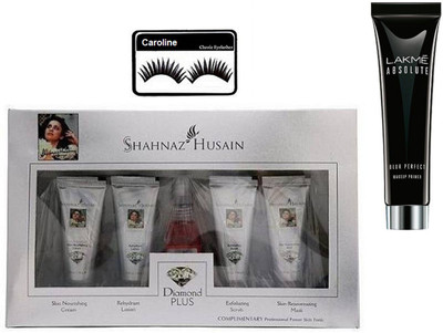 

caroline Eyelashes, Shahnaz Husain Diamond Plus kit with Lakme Absolute Blue Perfect Makeup Primer(Set of 3)