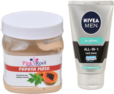 

Pink Root PAPAYA MASK 500G WITH OIL CONTROL FACEWASH(Set of 2)