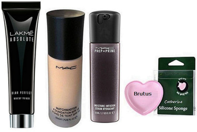 

BRUTUS Silicone Puff, Mac Prep+prime Moisture infusion serum, Matchmaster Foundation, Absolute Blur Perfect Makeup primer(Set of 4)