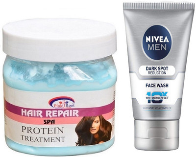

Pink Root HAIR SPA CREAM 500G WITH NIVEA DARK SPOT FACEWASH(Set of 2)