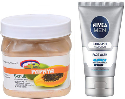 

Pink Root PAPAYA SCRUB 500G WITH NIVEA DARK SPOT FACEWASH(Set of 2)