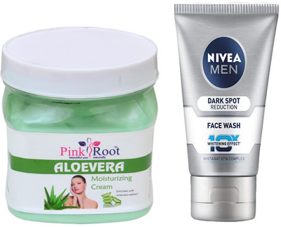 

Pink Root ALOEVERA CREAM 500G WITH NIVEA DARK SPOT FACEWASH(Set of 2)