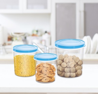 MILTON Plastic Grocery Container  - 5 L, 7 L, 10 L(Pack of 3, Clear, Blue)