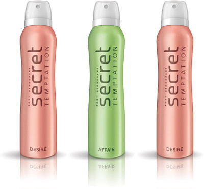 

Secret Temptation 1 Affair & 2 Desire Pack of 3 Deodorant Spray - For Women(450 ml, Pack of 3)