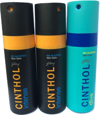 

Cinthol 2 INTENSE 1 DIVE Body Spray - For Men(450 ml, Pack of 3)