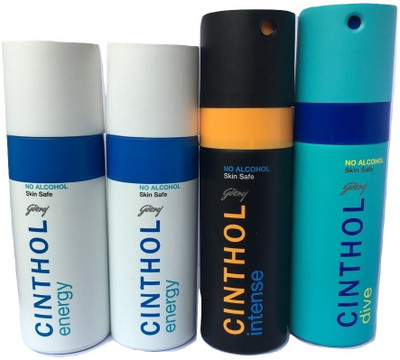 Cinthol 2 ENERGY 1 DIVE AND 1 INTENSE Body Spray - For Men(600 ml, Pack of 4)