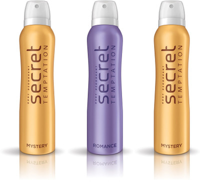 

Secret Temptation Romance 1pc. & Mystery 2pcs. Pack of 3 Deodorant Spray - For Women(450 ml, Pack of 3)