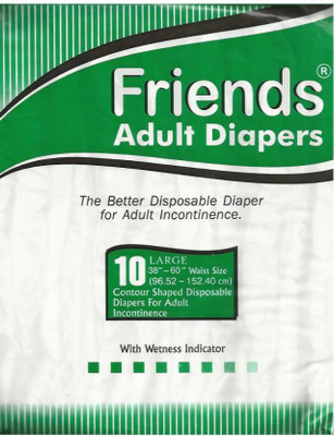

Friends Adult Basic Diaper - Large (10 Count) - Pack of 4 Adult Diapers - L(40 Pieces)