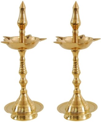 OBELISK Obelisk Special Samai Navratri Diwali Oil lamp/Original Brass lamp/Brass Diya Stand (Height: 11 inch, Pack of 2) Brass (Pack of 2) Table Diya Set(Height: 11 inch)