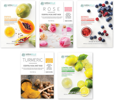 

MIRABELLE DULL SKIN FACE SHEET MASK COMBO PACK OF 5(25 ml)