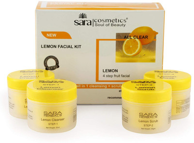SARA Lemon Facial Kit with All in 1 Cleanser, Scrub, Cream and Mask (200g)(4 x 50 g) SARA Lemon Facial Kit with All in 1 Cleanser, Scrub, Cream and Mask (200g)(4 x 50 g)