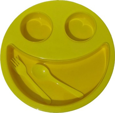 

kubergift MIckey lunch tray for kid with 2 spoons yellow colour - plastic(Yellow)